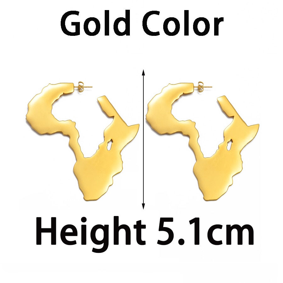 Thumbnail: Anniyo African Map Big Earrings Exaggerate Wedding Stud Earring Ornaments Tradi