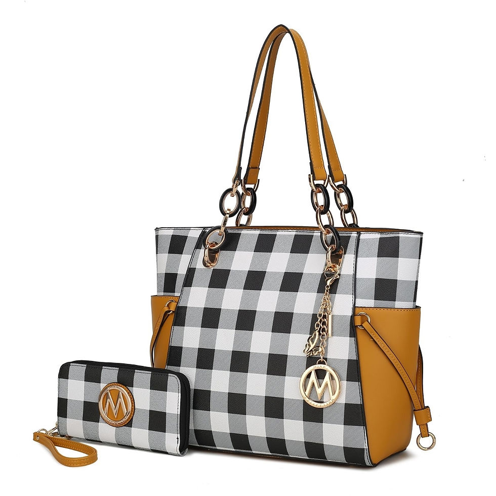 Miniatura: MKF Collection Yale Checkered Tote Handbag with Wallet by Mia K.