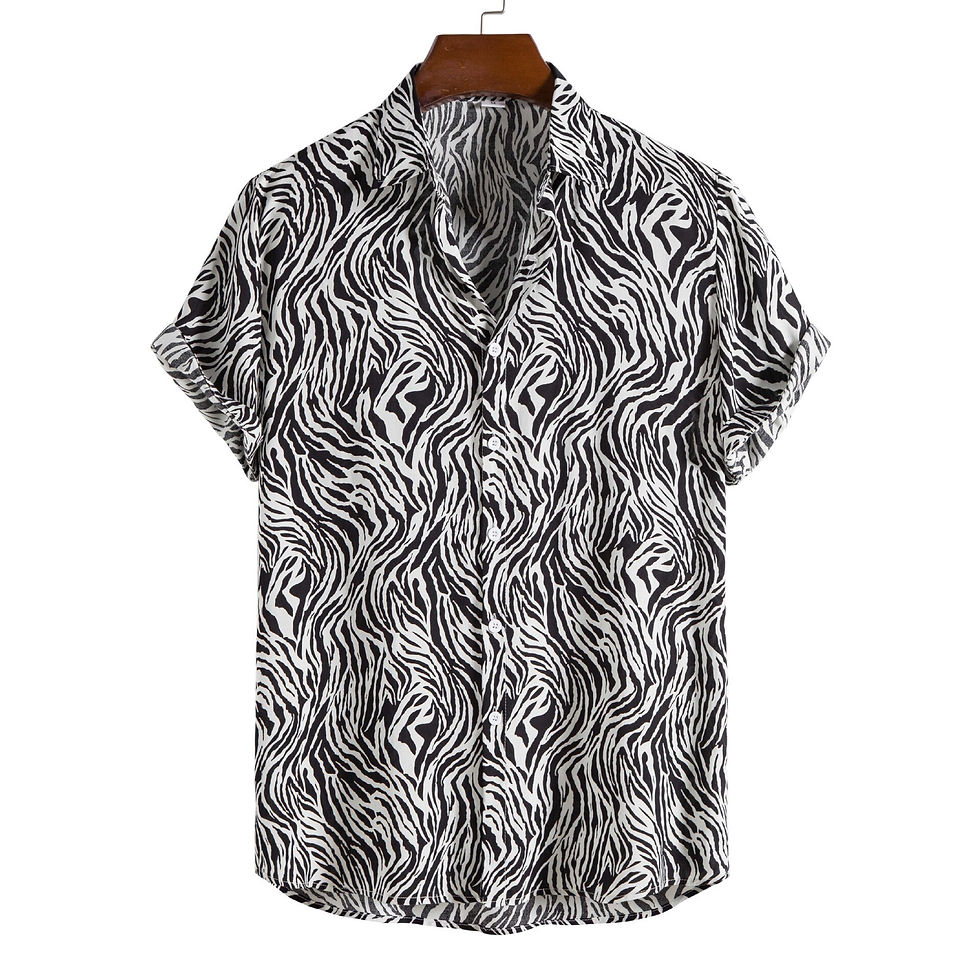 Thumbnail: 2023 For Men Casual Shirts Short Sleeve Tops Trendy Tiger Print Oversized Cloth