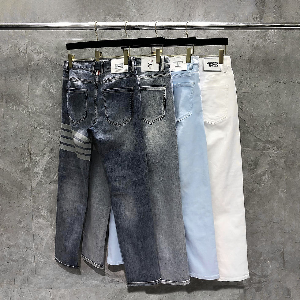 Thumbnail: New Korea Fashion Brand Jeans Men Four Seasons Jeans 4-bar Striped  Straight Re