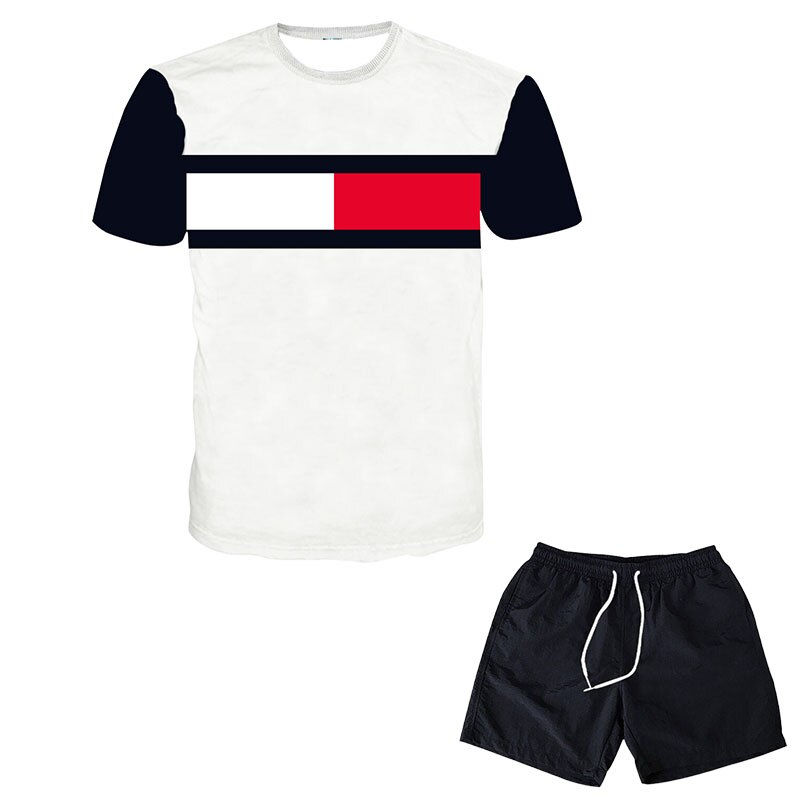 Thumbnail: New Brand Men's 3D Printed Summer O Collar Sports Suit Oversized Popular Street