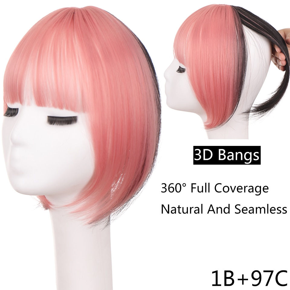 Thumbnail: LUPU Synthetic Hair, Women's Bangs, Short Hair Clips, Natural Black, Solid Color