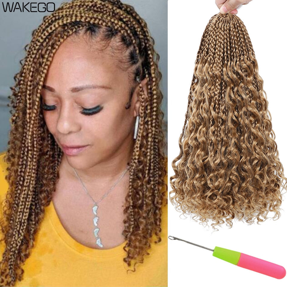 Thumbnail: 14 Inch Boho Box Braids Crochet Hair Curly Ends 6 Packs Crochet Braids Box Brai