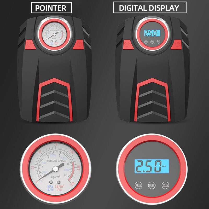 Thumbnail: BUVAYE Portable Car Air Pump Car Motorcycle Air Automatic Inflator DC 12V Digit