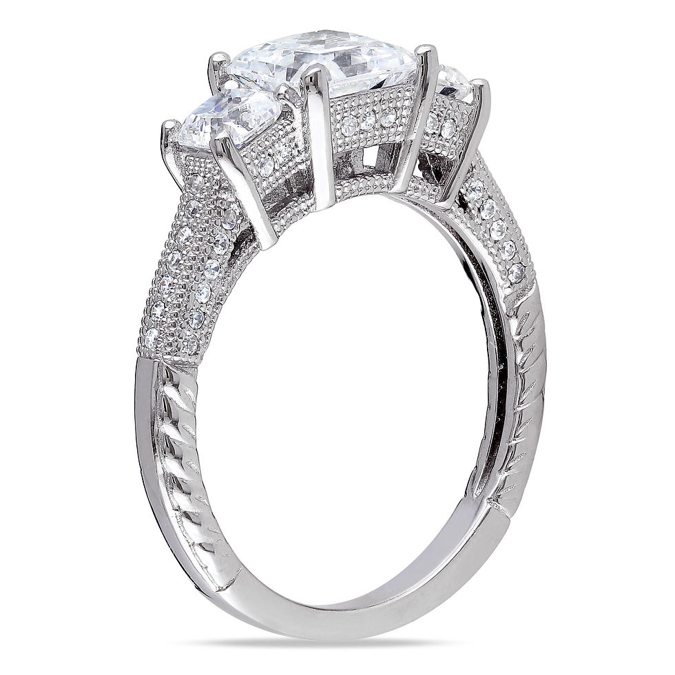 Thumbnail: Miabella Women's 4 Carat T.G.W. Cubic Zirconia 3-Stone Engagement Ring in Sterl
