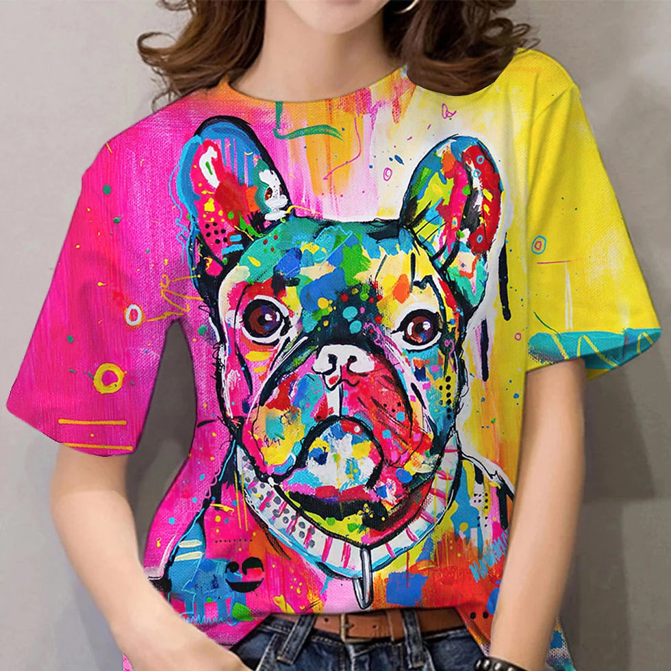 الصورة المصغرة: Women's T-shirt 3d Oil Painting Animal Ladies Clothing Fashion Street Short Sle
