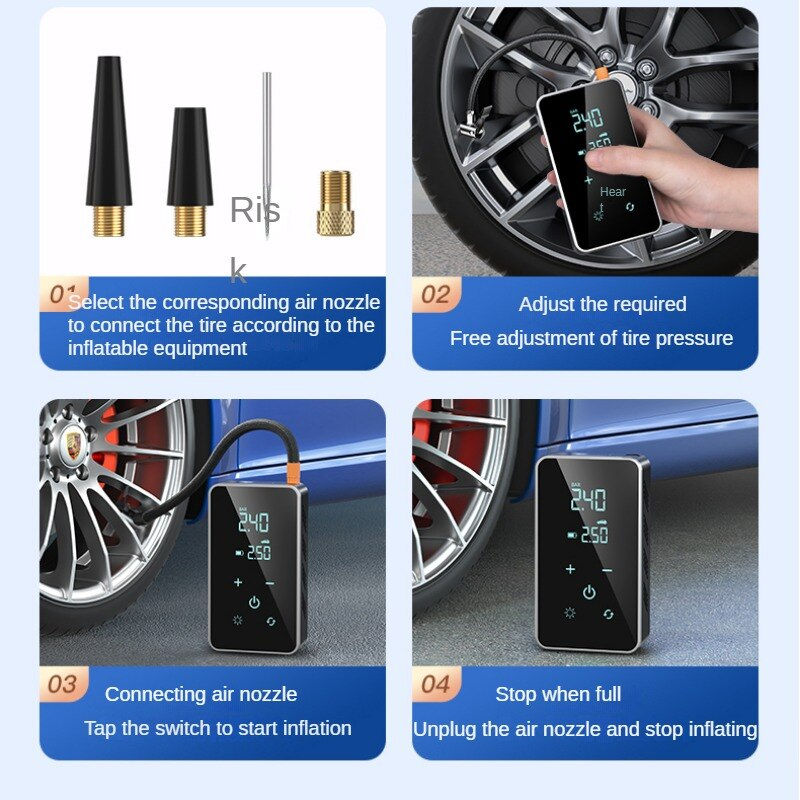 Miniature : Car Tire Inflator Pump Touch Car Convenient Electric Pump Multifunctional Autom