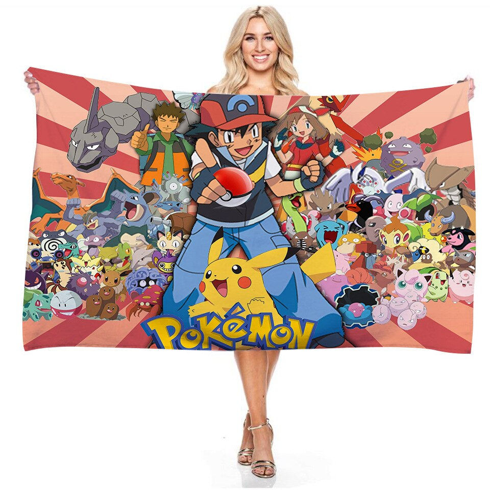 Thumbnail: Pokemon New Pikachu Raichu Children's Cartoon Bath Towel Beach Towel Couple Bat