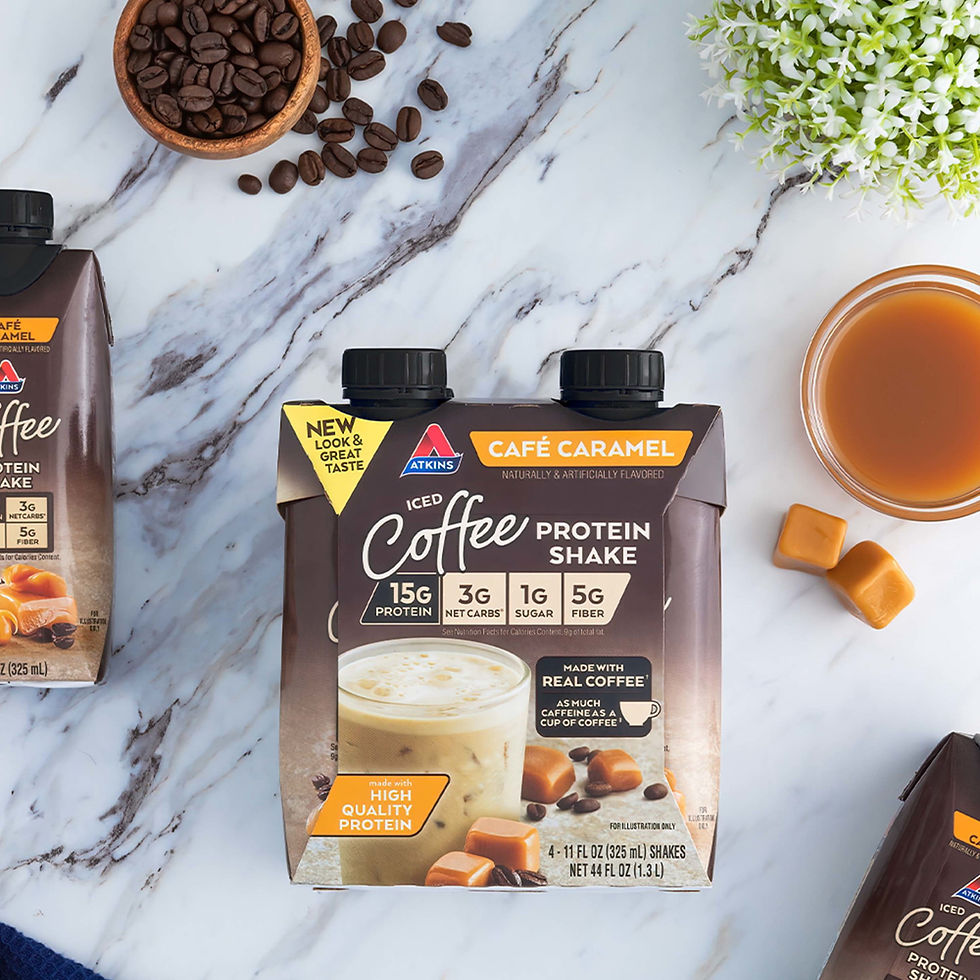 Miniature : Atkins Gluten Free Protein-Rich Shake, Cafe Caramel, Keto Friendly, 4 Count (Re