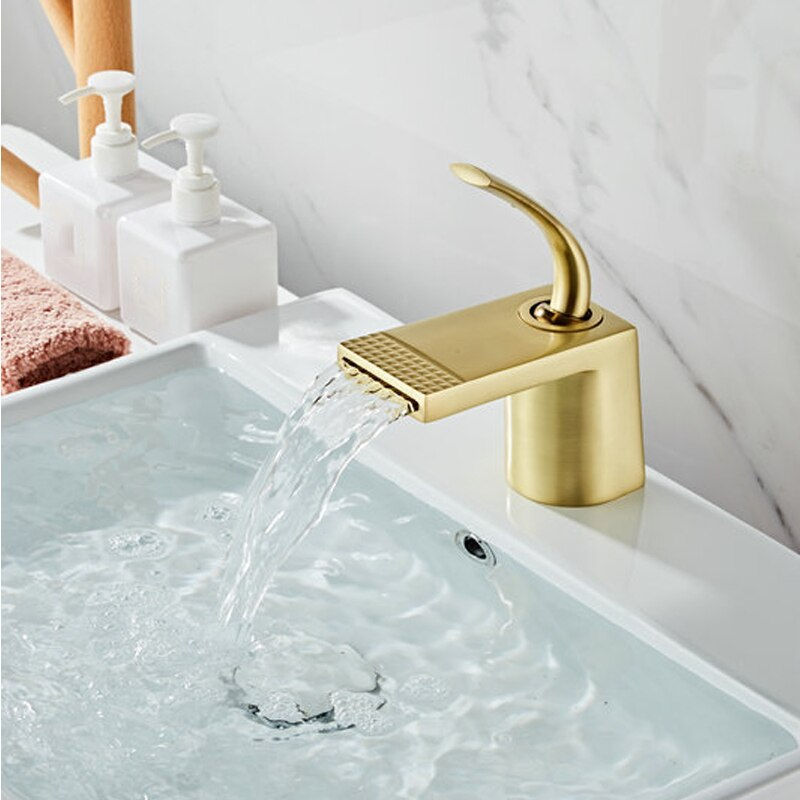 Thumbnail: Modern Basin Faucet Bathroom Gold Black Silver Faucet Deck Mounted Basin Sink T