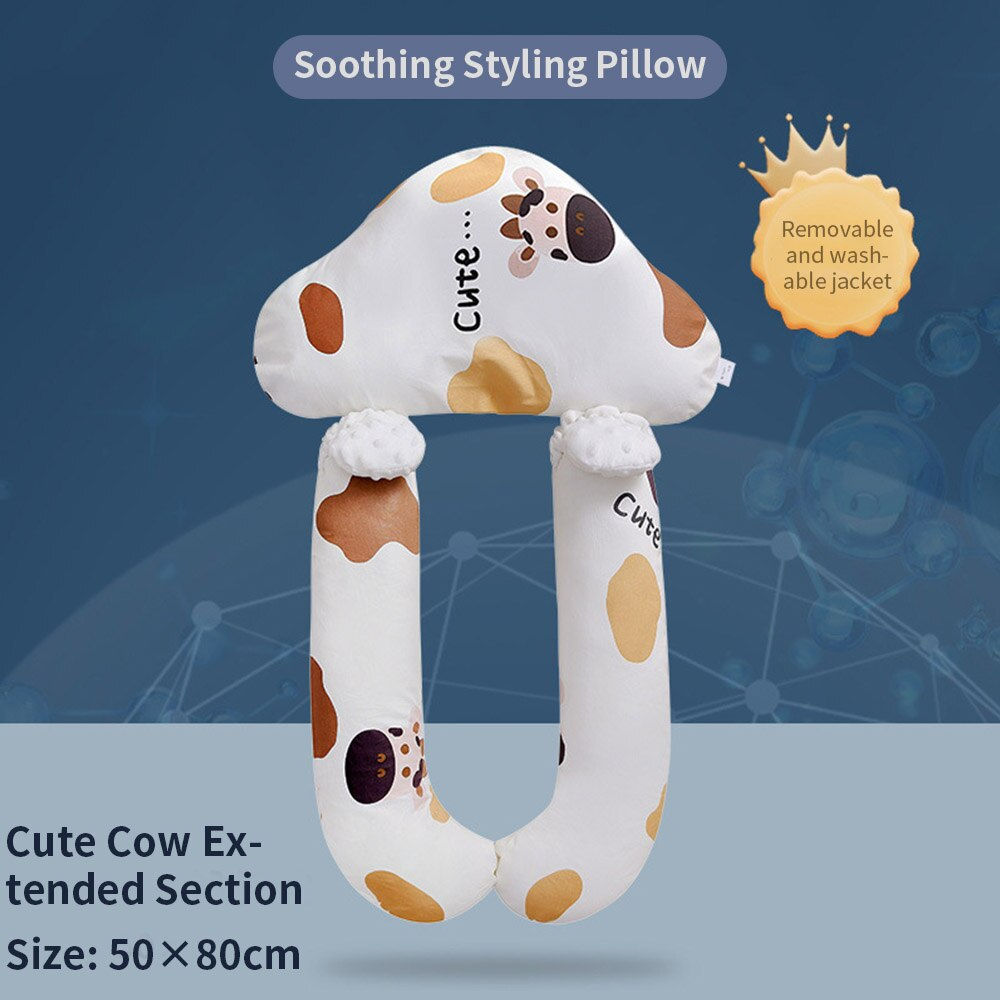 Newborn Baby Styling Pillow Infant Pure Cotton Printed Cow Anti-startle Sleepin
