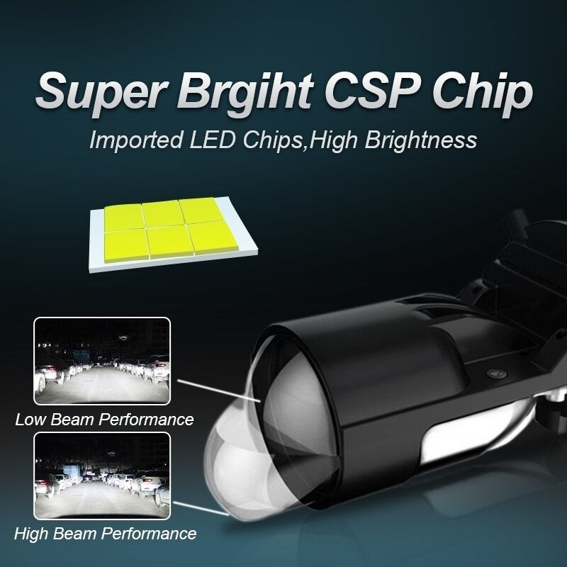 Miniature : 2023 Newest Car Motorcycle h4 Hi-Lo Headlight Laser Mini Dual Projector Lens Hi