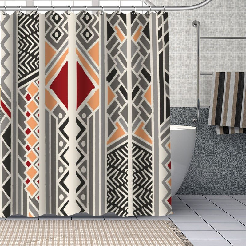 Thumbnail: African Ethnic Flower Pattern Shower Curtains Geometry Bathroom Curtain Fabric 