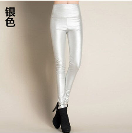Thumbnail: PU High-waisted elastic leggings Black autumn winter new fashion fitting skinny