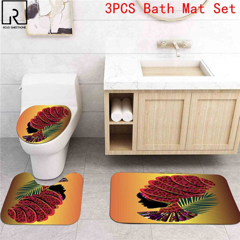 Thumbnail: African American Woman Shower Curtain 3D Polyester Bathing Screen Non-slip Bath