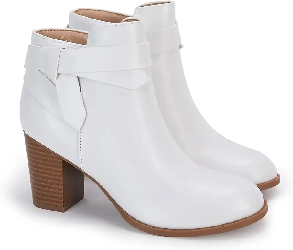 Thumbnail: PiePieBuy Women's Tie Knot Chelsea Pump Ankle Boots Closed Toe Stacked Heel Boo
