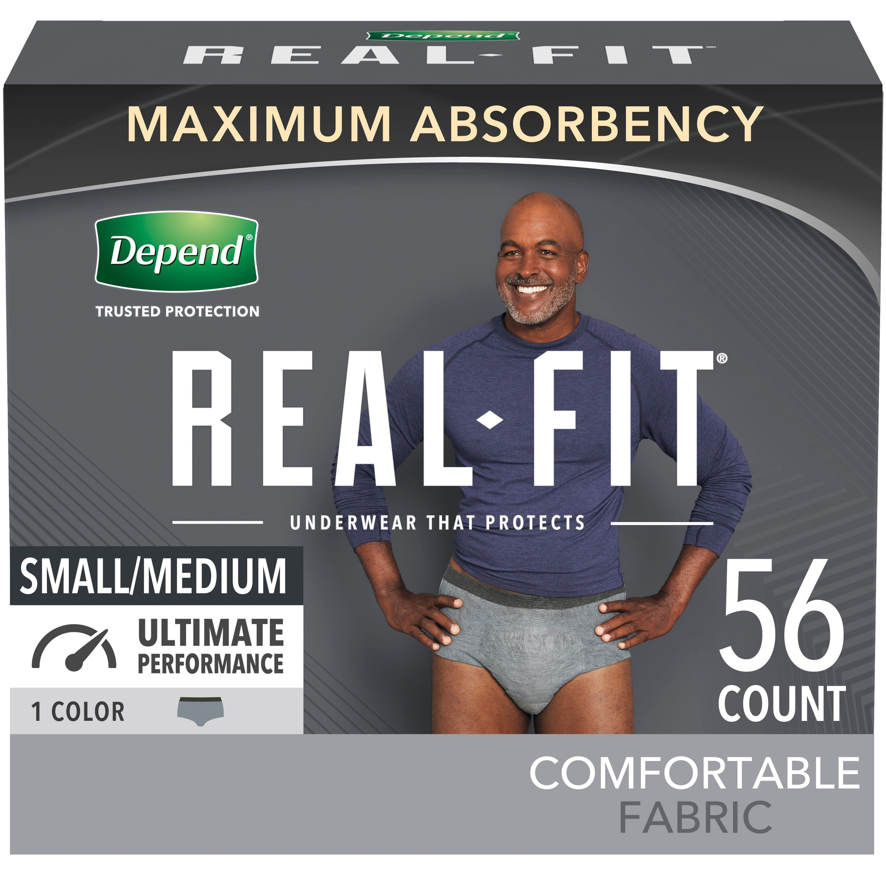 Depend Real Fit Incontinence Underwear for Men, Small/Medium (28–40" Waist), Ma