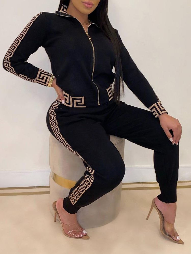 Thumbnail: Tracksuits Women Elegant Two-Pieces Suit Sets Female Stylish Plus Size Greek Fr