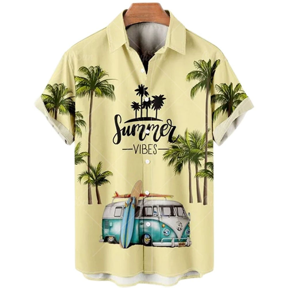 Thumbnail: Summer Men's Beach Summer Outdoor Vintage Hawaiian Shirts Vintage Top 3d Car Pr
