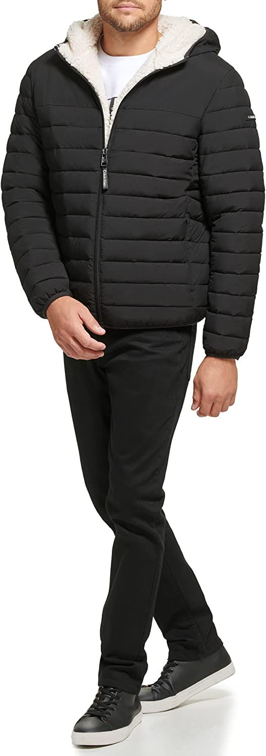 Thumbnail: Calvin Klein mens Lightweight Packable Down Jacket With Fleece Bib and Removabl