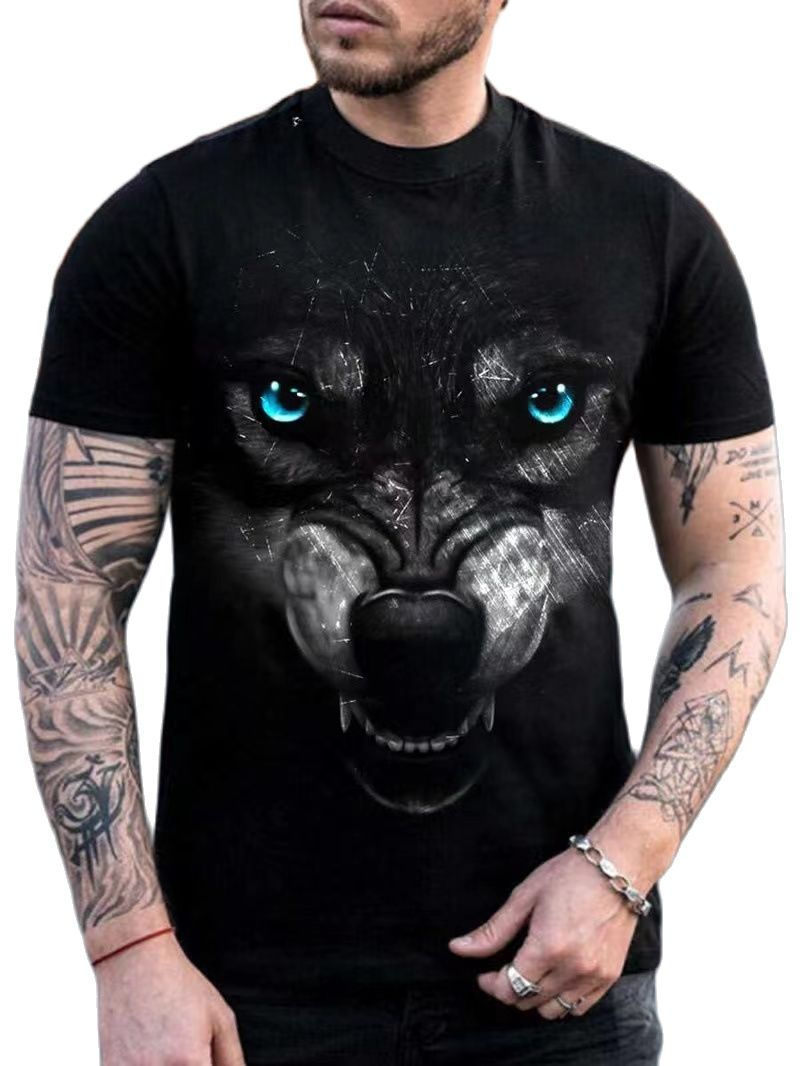 الصورة المصغرة: Summer New 3d Animal Wolf Men T-shirt Fashion Casual O-neck Print Tops Short Sl