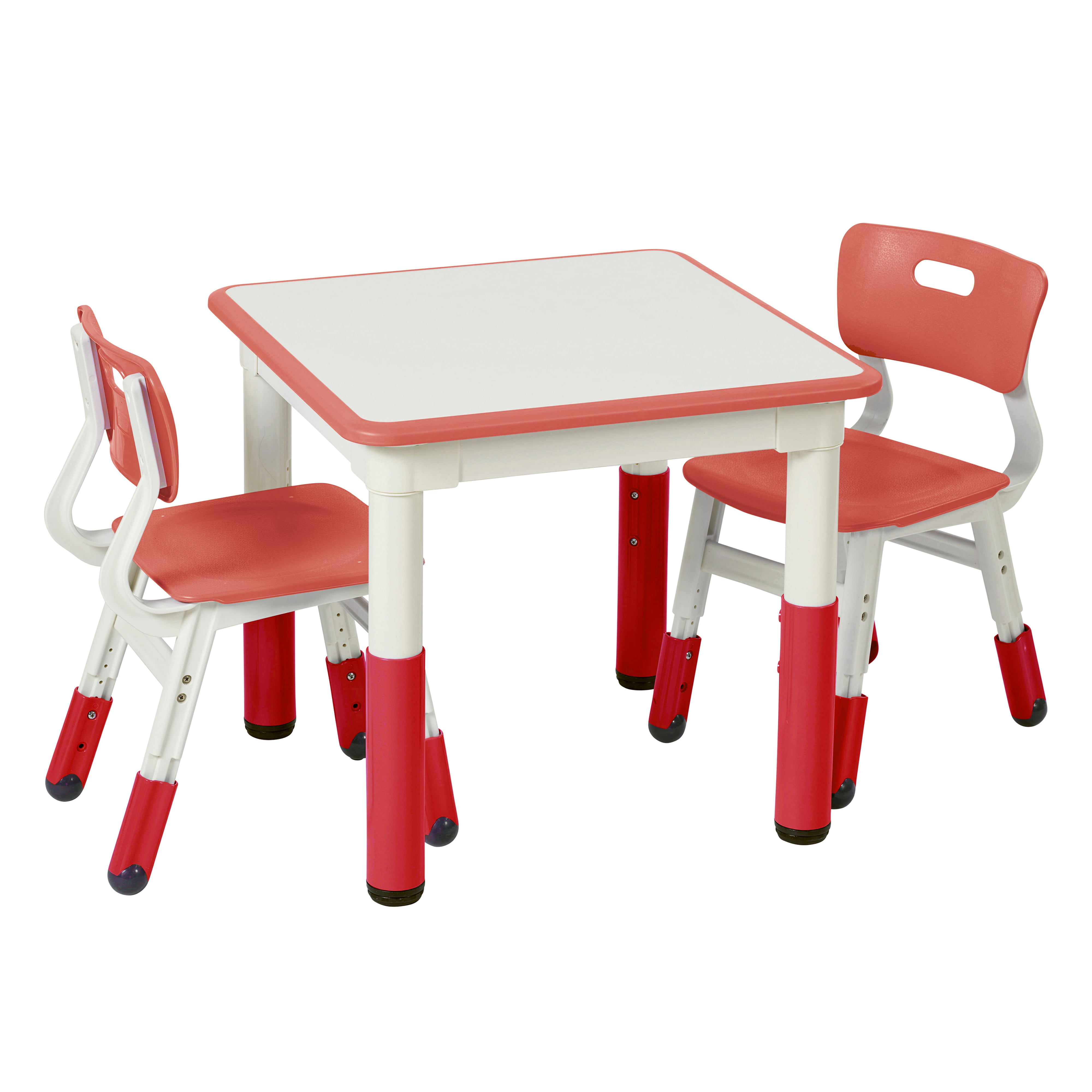 ECR4Kids Dry-Erase Square Activity Table with 2 Chairs, Adjustable, Kids Furnit