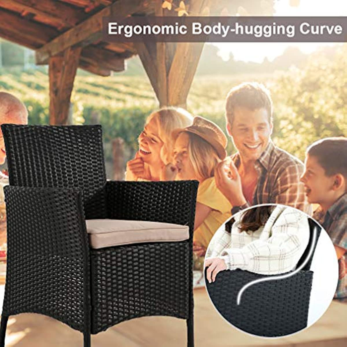 FDW Patio Furniture Set 4 Pieces Outdoor Rattan Chair Wicker Sofa Garden Conver