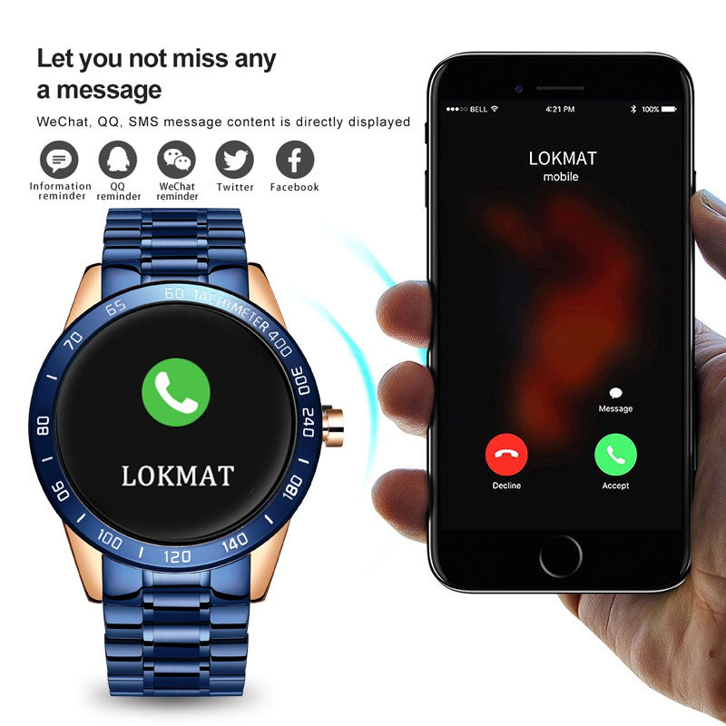 Thumbnail: LIGE Steel Band Smart Watch Men Heart Rate Blood Pressure Monitor Sport Multifu