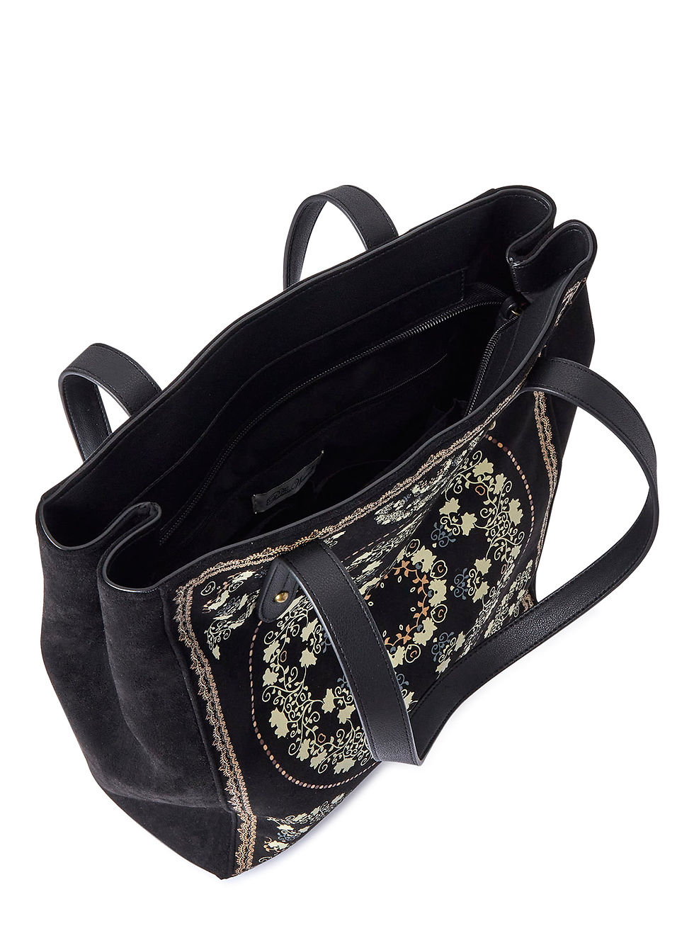 الصورة المصغرة: The Pioneer Woman Printed Women's Black Faux Suede Tote Handbag