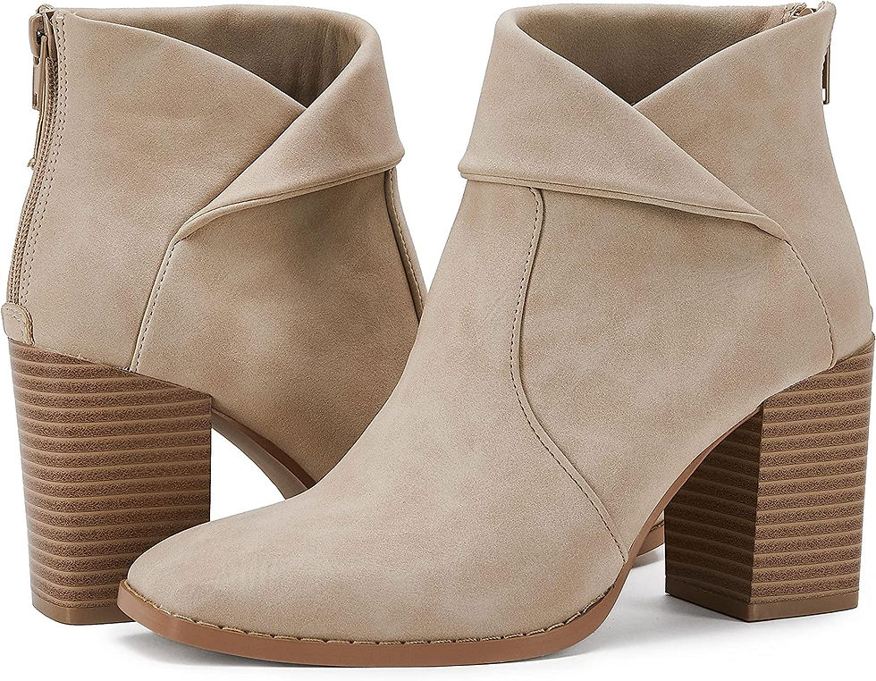 Thumbnail: LAICIGO Women's Square Toe Ankle Boots High Chunky Stacked Heel Slip On Criss C