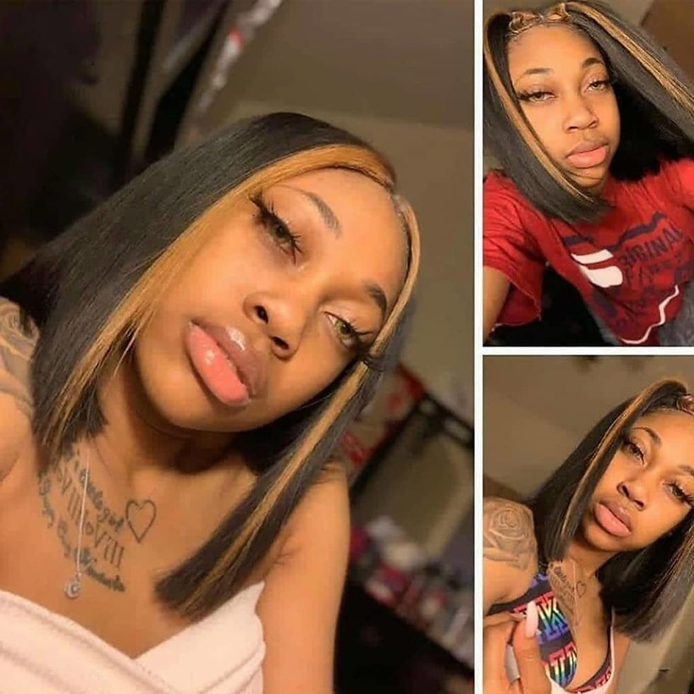 Thumbnail: Highlight Straight Short Bob Wigs Human Hair for Black Women 180% Density Ombre