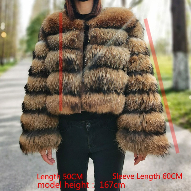 Thumbnail: Maomaokong 2022 Natural Real Raccoon Fur Coat Women Hooded  Luxury Fur Jackets 