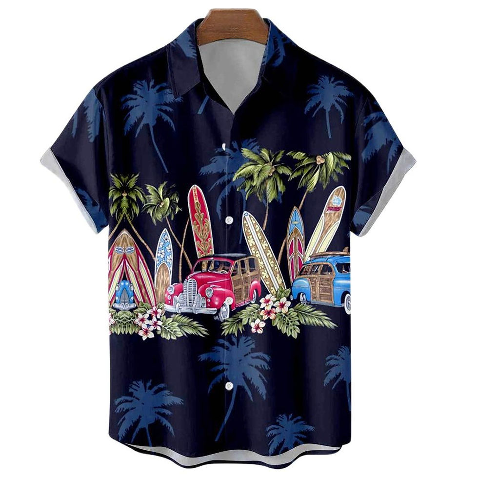 Thumbnail: Summer Men's Beach Summer Outdoor Vintage Hawaiian Shirts Vintage Top 3d Car Pr