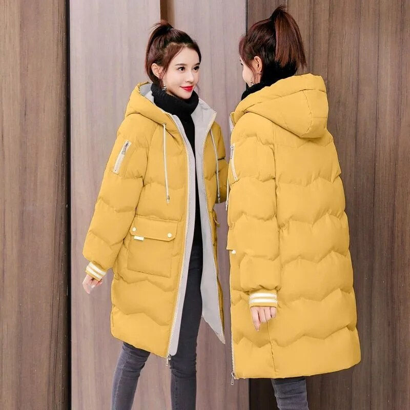थंबनेल: Women Winter Down Padded Jacket 2022 New Women Warm Thick Cotton Coat Korean Lo