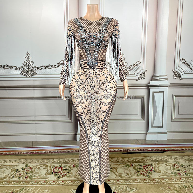 Thumbnail: Elegant Evening Dresses Blingbling Diamonds Dinner Maxi Women Dress for Party