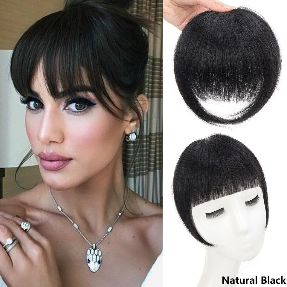 थंबनेल: LUPU Synthetic Side Bangs Hair Extensions Clip In Side Bangs Fake Fringe Hairpi