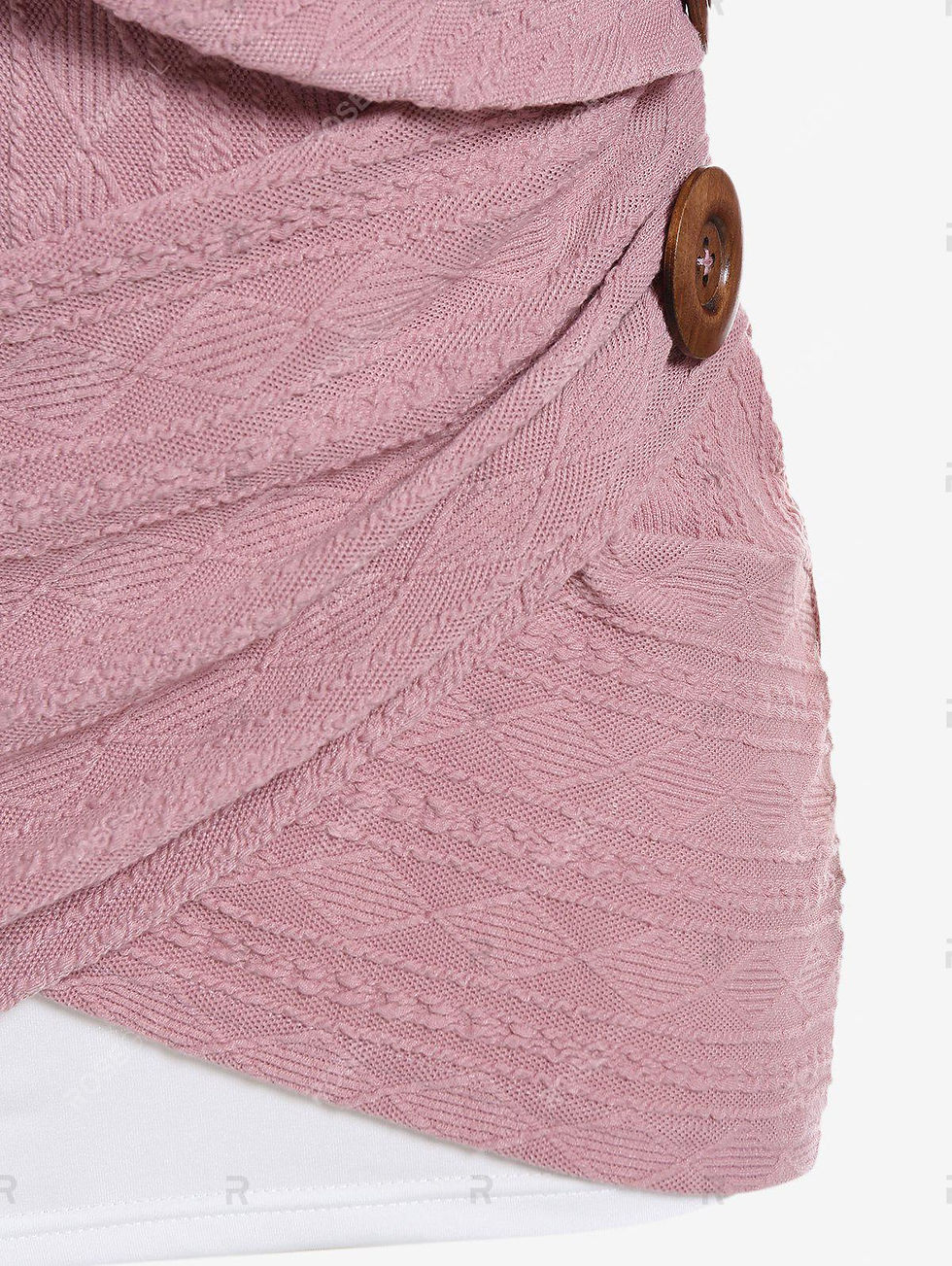 Thumbnail: Plus Size Shawl Neck Two Tone Knit Long Sleeves 2 in 1 Surplice Tee - 2x | Us 1