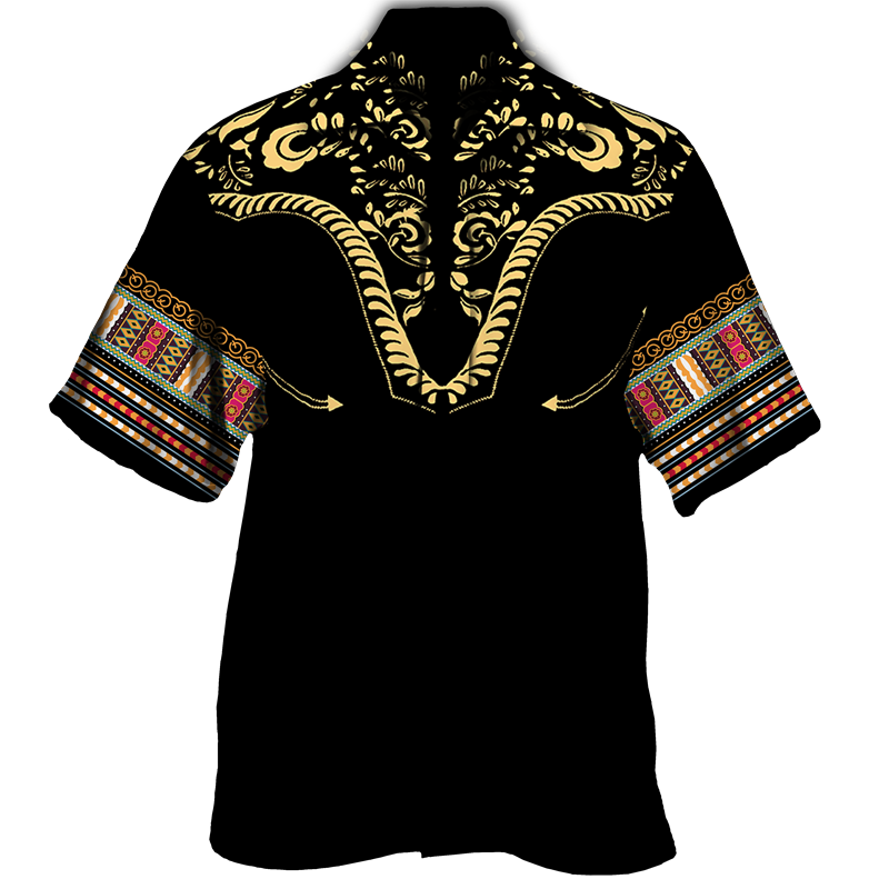 Thumbnail: New Patchwork Africa Print Men's Button Shirt Dashiki Ethnic Style Short/Long S