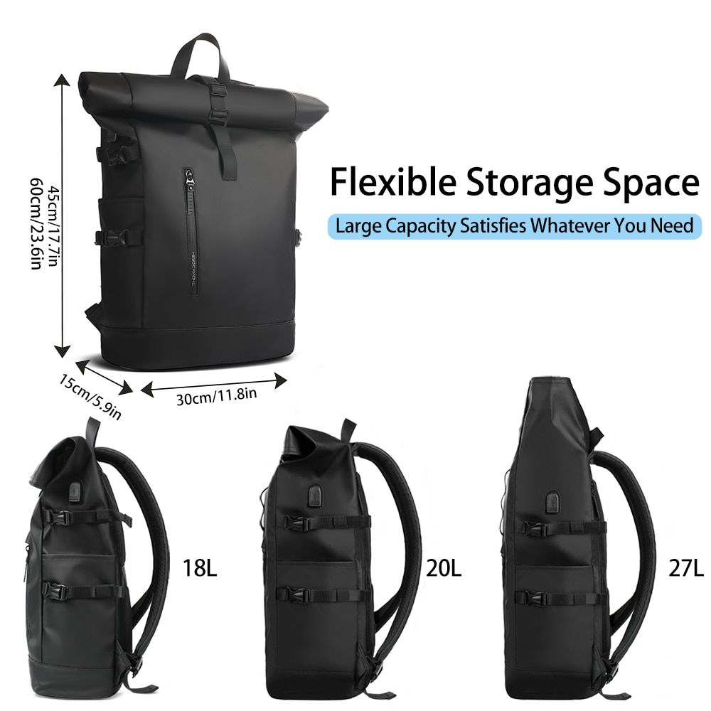 Heroic Knight Men's Backpack Waterproof Rollup Backpack Women Travel Expandable