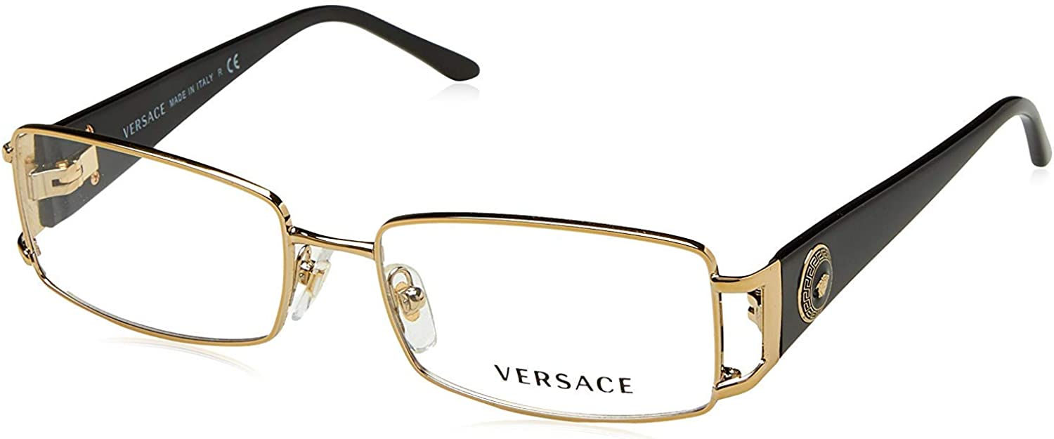Versace VE 1163M 1252 Pale Gold Metal Rectangle Eyeglasses 52mm