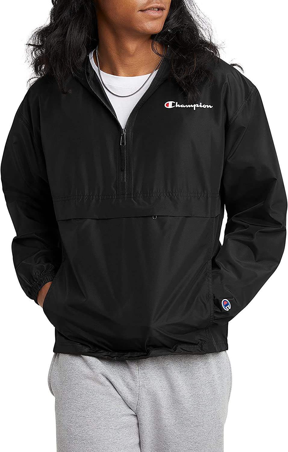 Thumbnail: Champion Men's Packable Recycled Windbreaker Jacket, Wind- and Water-Resistant 