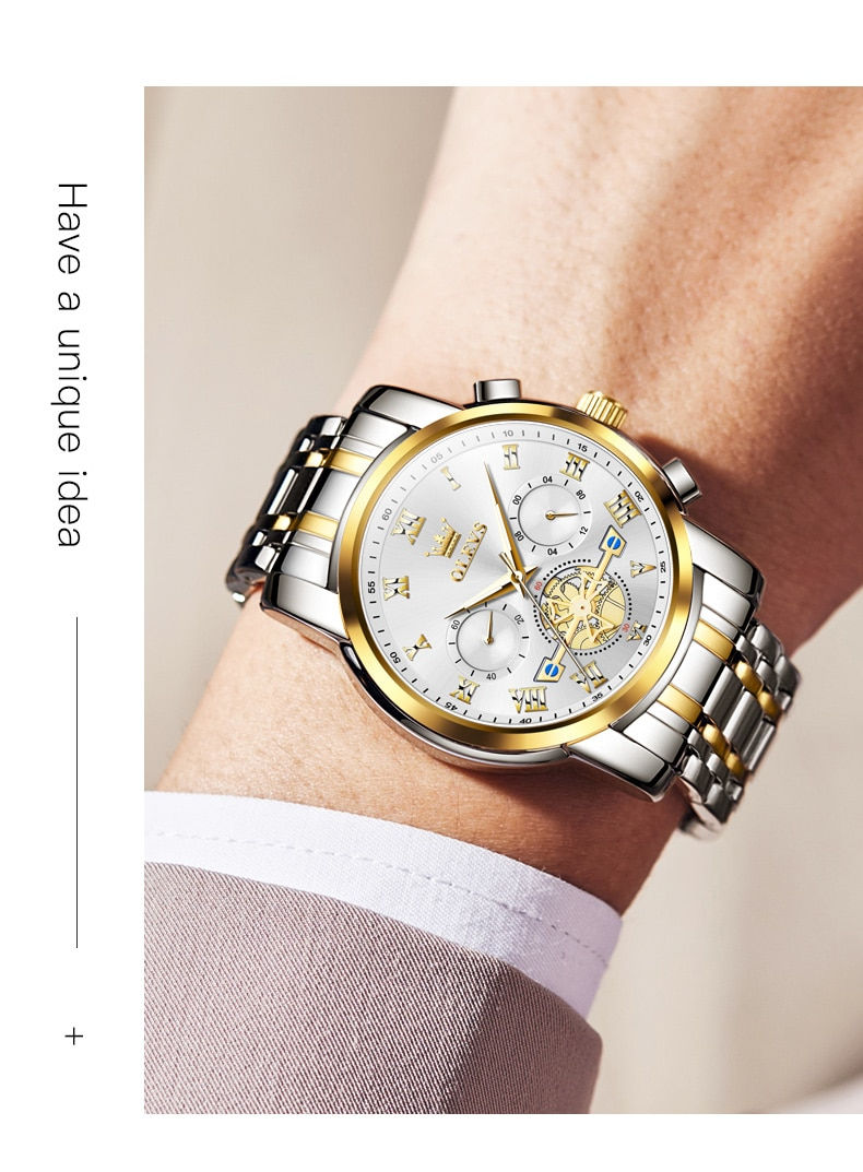 Thumbnail: OLEVS Top Brand Men's Watches Classic Roman Scale Dial Luxury Wrist Watch for M