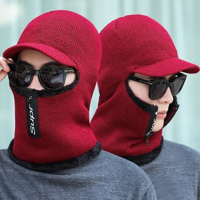 Thumbnail: New Men Winter Warm wool Hat Outdoor Ear Protection Warm Thick Bicycle Knitted 