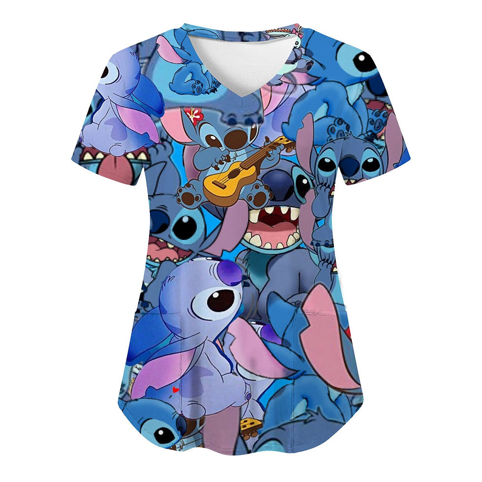 Thumbnail: Hospital T-shirt V Neck Stitch Summer Tops Nurse Uniform Disney Shirts Pocket T