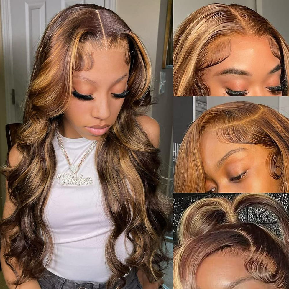 Miniatura: Highlight Ombre Lace Front Wigs Human Hair Pre Plucked with Baby Hair 13x4 Body