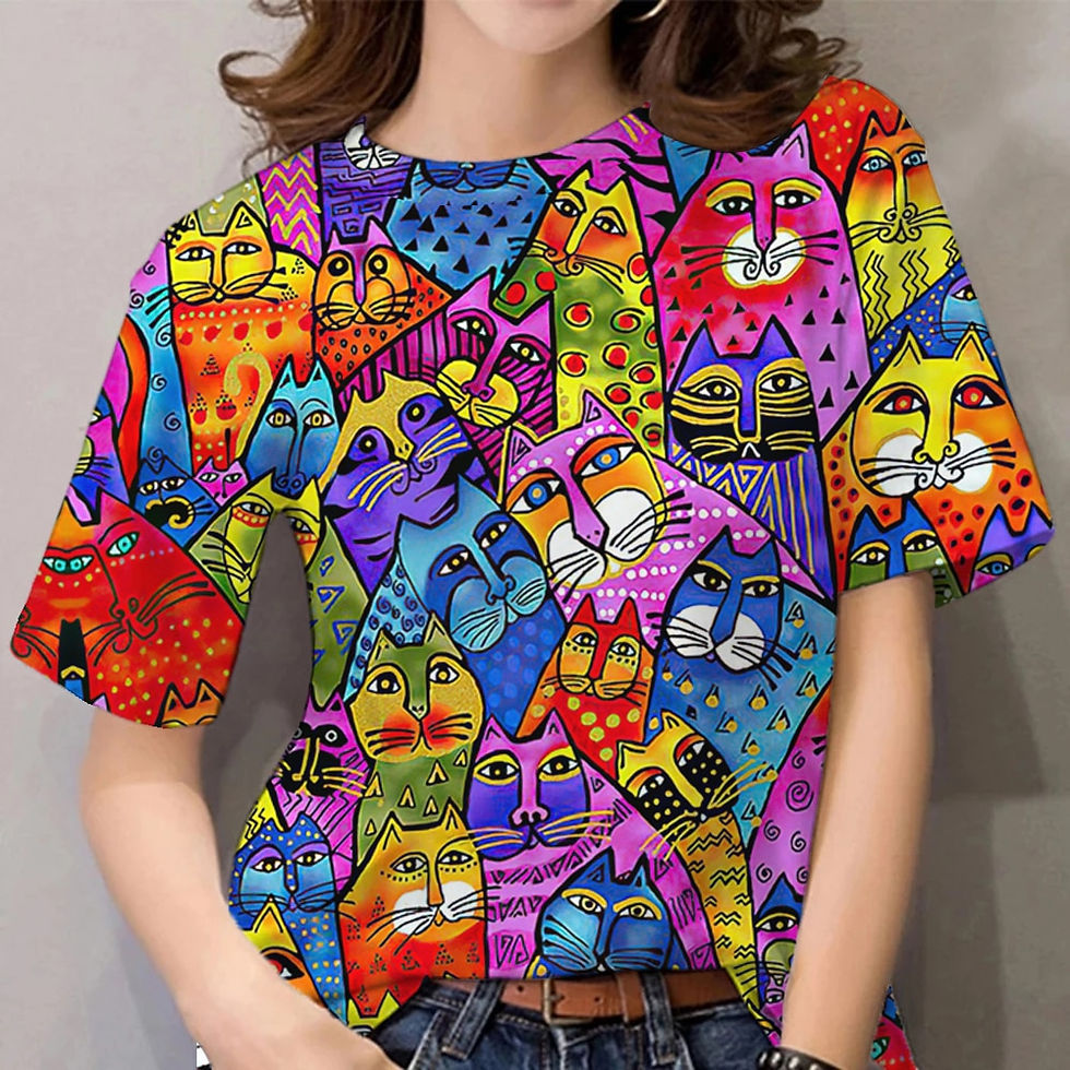 الصورة المصغرة: Women's T-shirt 3d Oil Painting Animal Ladies Clothing Fashion Street Short Sle