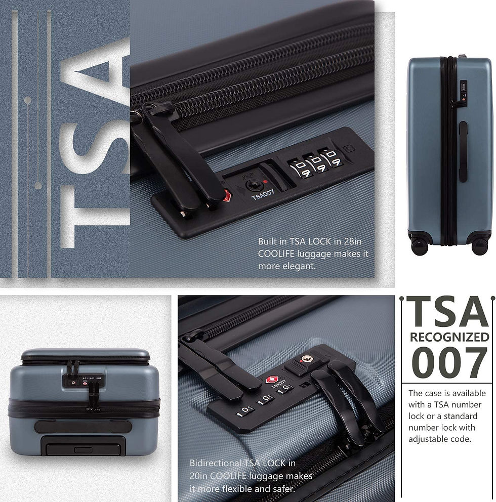 Miniatura: COOLIFE Luggage Suitcase Piece Set Carry On ABS+PC Spinner Trolley with pocket 