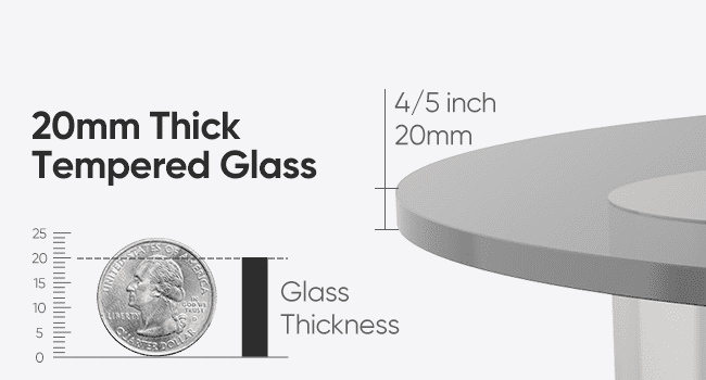 Миниатюра: 1inchome Round Glass Coffee Table Wedge Coffee Table, Modern Coffee Table with 
