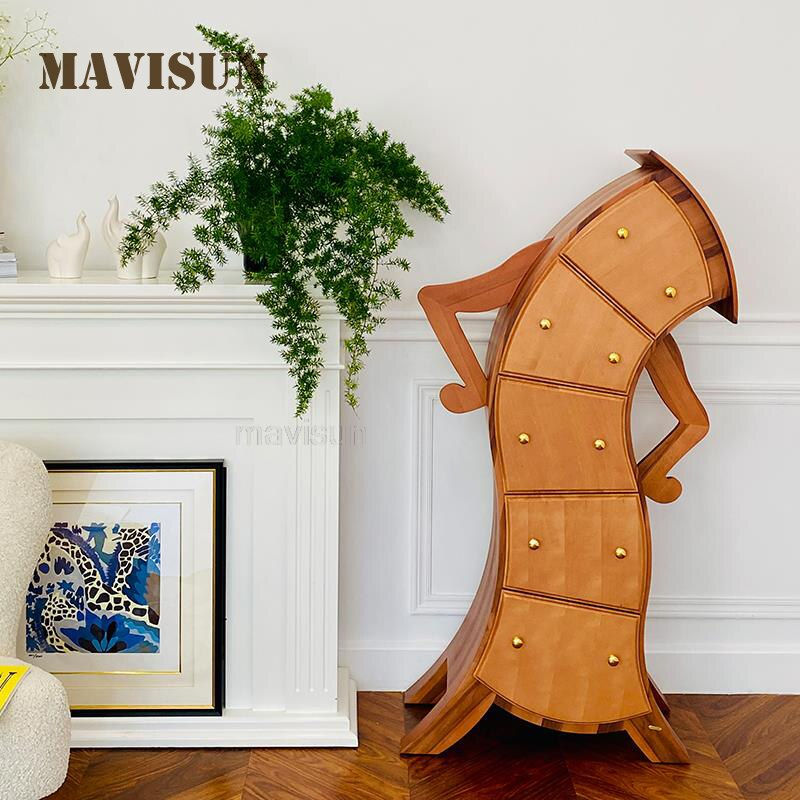Thumbnail: 5-Layer 5 Drawers Wood Cube Storage Cabinet Modern Simple Portable Storage Furn