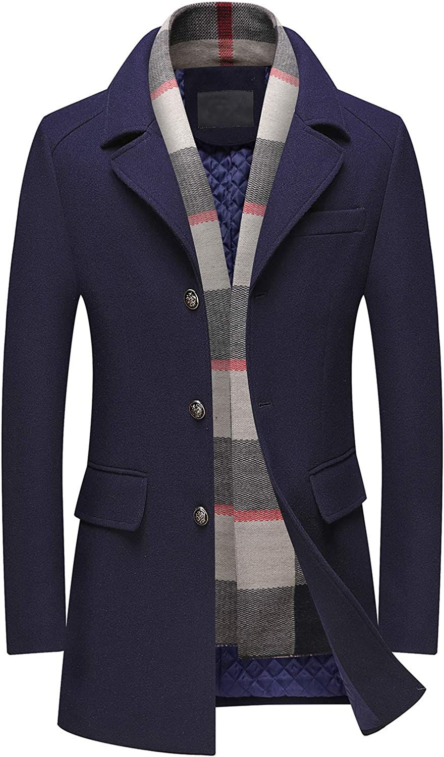 Miniatura: PRIJOUHE Men's Wool Coat Winter Coat Slim Medium Long Coats Overcoat Male